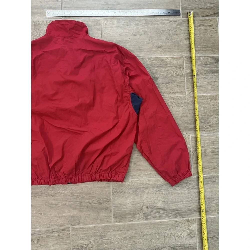 Vintage 90s Chaps Ralph Lauren Red Embroidered Crest‎ Windbreaker Jacket Size L